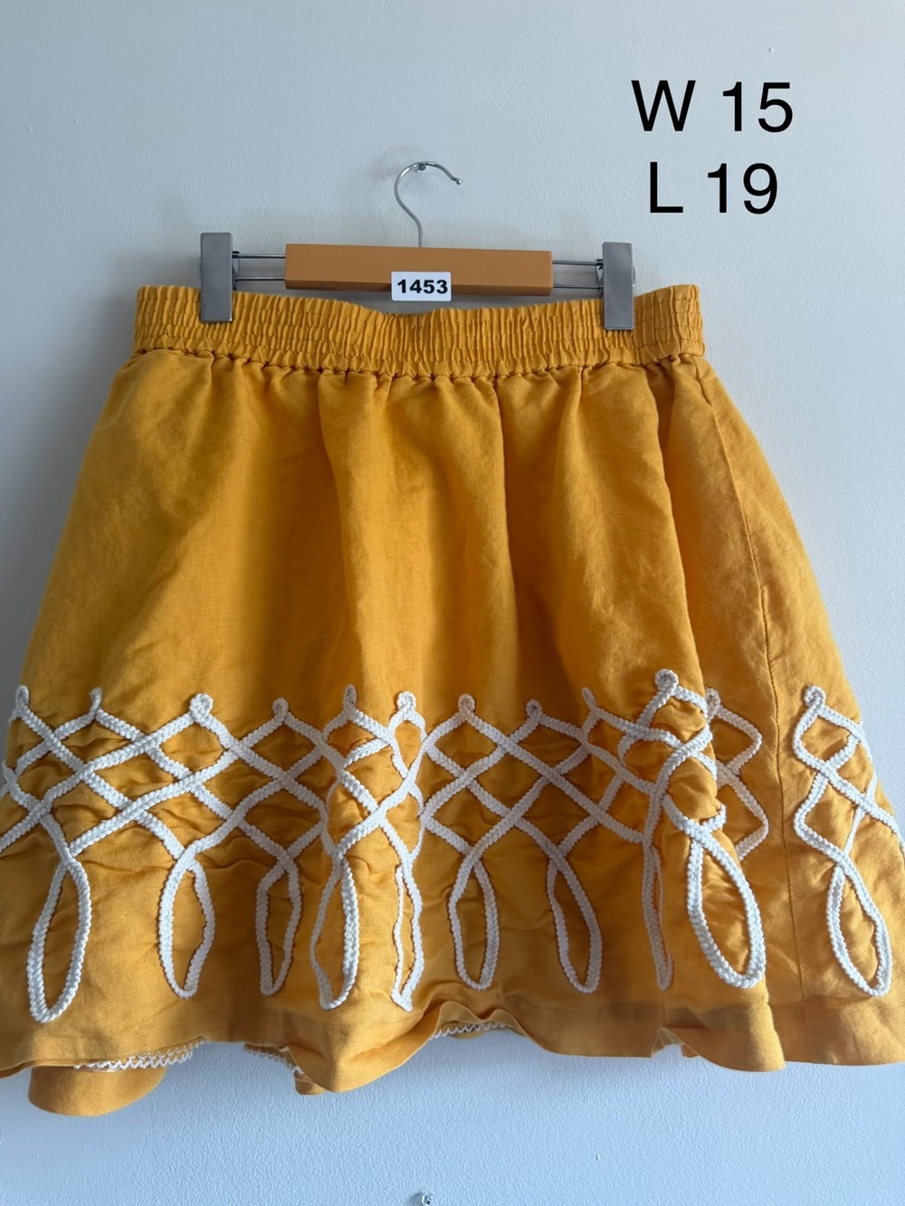Girls From Savoy Mustard Linen Cotton Embroidered Skirt Boho Cottagecore